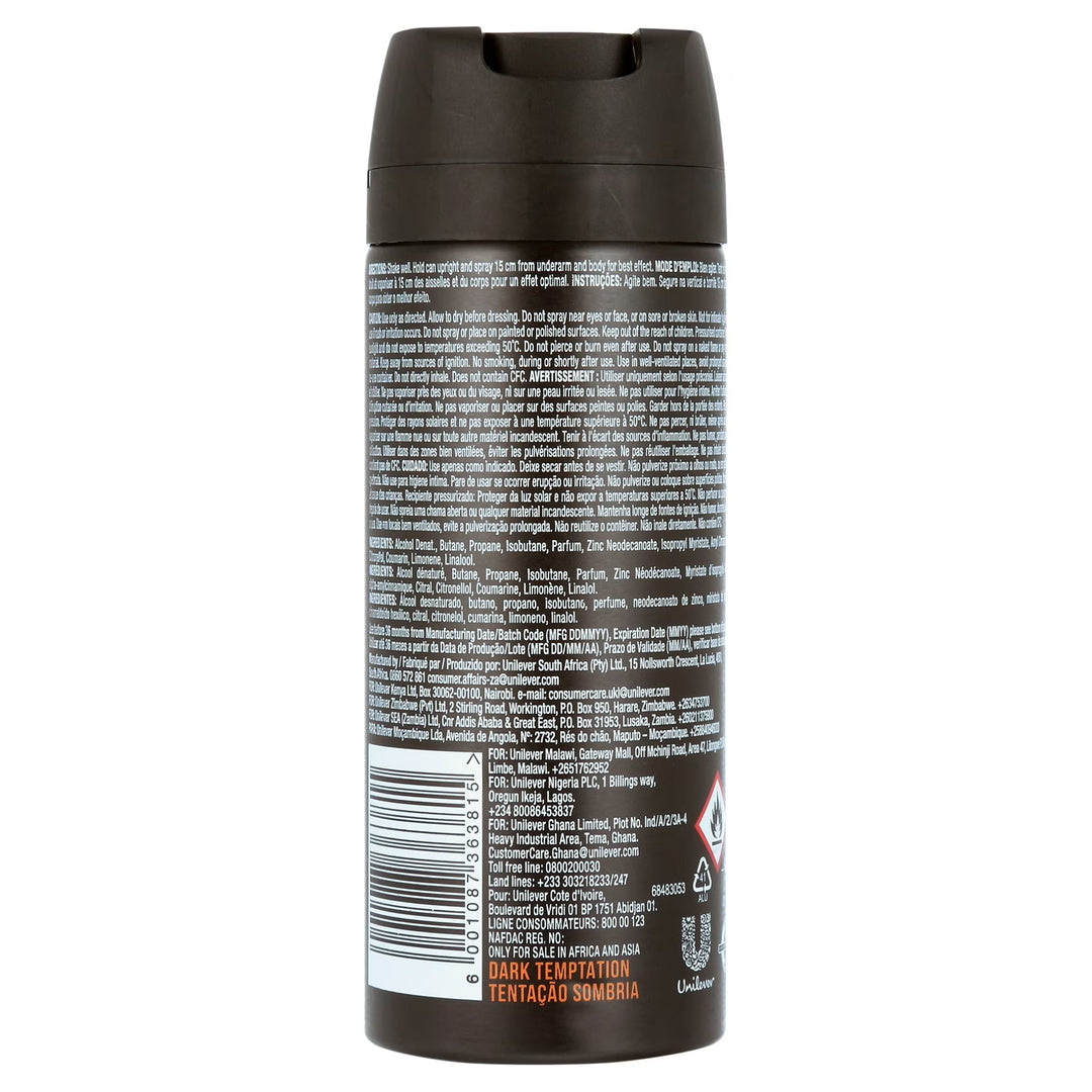 AXE Body Spray Deodorant 150ml Variety Pack Men Spray Bundle 6 Pack