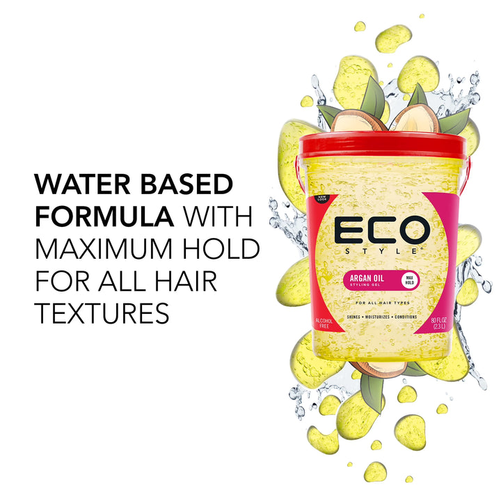 Eco Style Argan Oil Styling Gel Max Hold, Alcohol-Free, All Hair Types, 24 fl oz / 710 ml