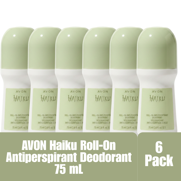 AVON Haiku Roll-On Antiperspirant Deodorant 75 mL / 2.6 fl oz Long-Lasting Protection 6-Pack
