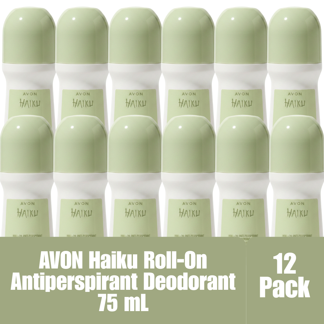 AVON Haiku Roll-On Antiperspirant Deodorant 75 mL / 2.6 fl oz Fresh Fragrance Long-Lasting Protection 12-Pack