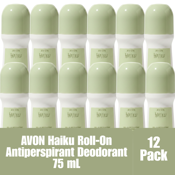 AVON Haiku Roll-On Antiperspirant Deodorant 75 mL / 2.6 fl oz Fresh Fragrance Long-Lasting Protection 12-Pack