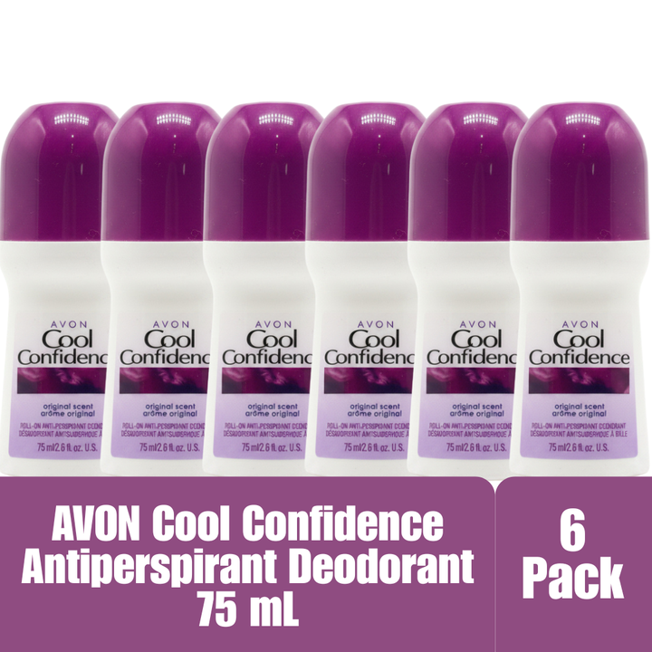 Avon Cool Confidence Original Scent Roll-On Antiperspirant Deodorant 75mL/2.6 fl oz 6-Pack