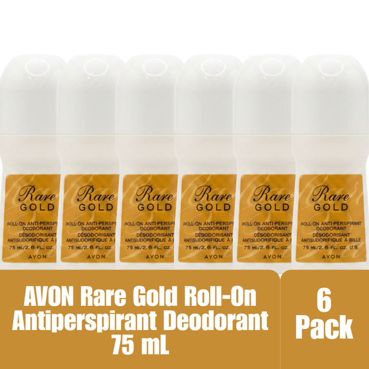 Avon Rare Gold Roll-On Antiperspirant Deodorant 75mL/2.6 fl oz 6-Pack