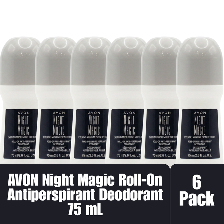 Avon Night Magic Evening Musk Roll-On Antiperspirant Deodorant 75 mL / 2.6 fl oz, 6-Pack