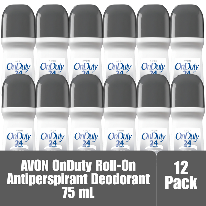 Avon On-Duty Original 24-Hour Roll-On Deodorant 2.6 oz – 12 Pack