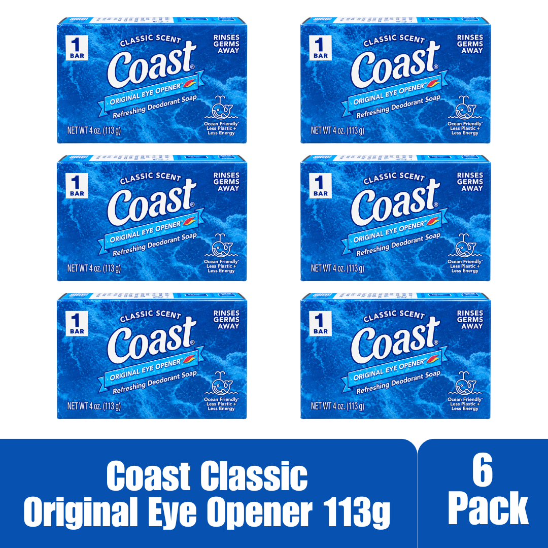 Coast Original Eye Opener Refreshing Deodorant Soap, Classic Scent, 4 oz (113g), 6-Pack