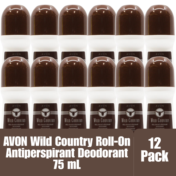 Avon Wild Country Roll-On Antiperspirant Deodorant for Men 2.6 oz (75 mL) – 12 Pack