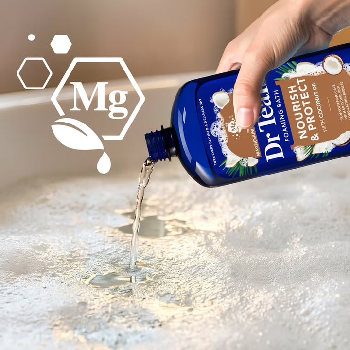 Dr Teal's Foaming Bath with Pure Epsom Salt, Nourish & Protect with Coconut Oil, 1000 mL