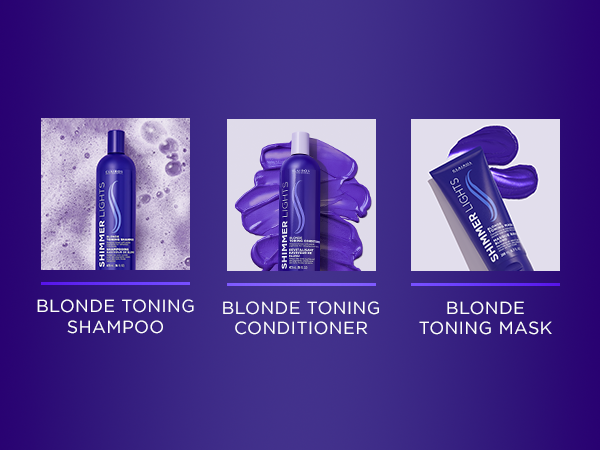 Clairol Professional Shimmer Lights Blonde Toning Hair Care Gift Bundle Shampoo, Conditioner & 2 FREE Masks, 1 FREE Mini Shampoo (5-Piece Set)