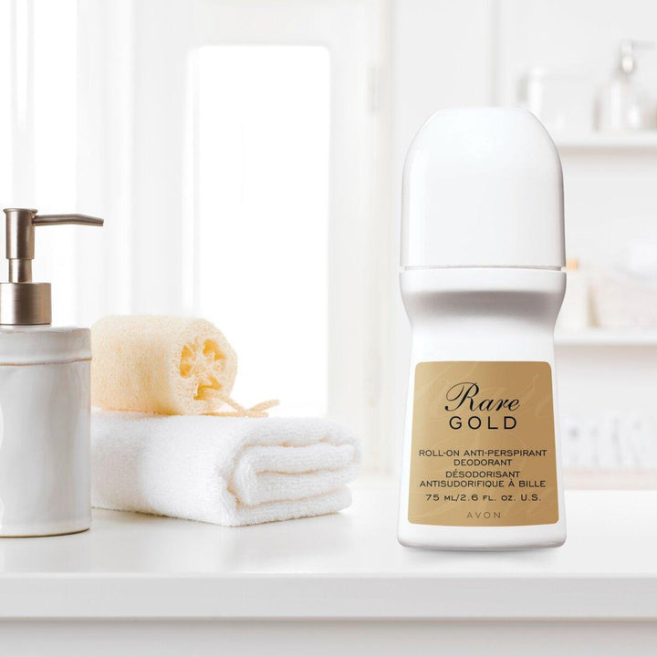 AVON Rare Gold Roll-On Deodorant – 2.6 oz (Pack of 6) | Long-Lasting Freshness & Elegant Fragrance for 48-Hour Odor Protection