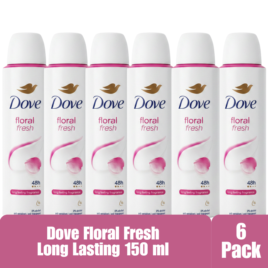 Dove Floral Fresh Antiperspirant Deodorant Spray, 48-Hour Protection, Alcohol-Free, 150ml (6-Pack)