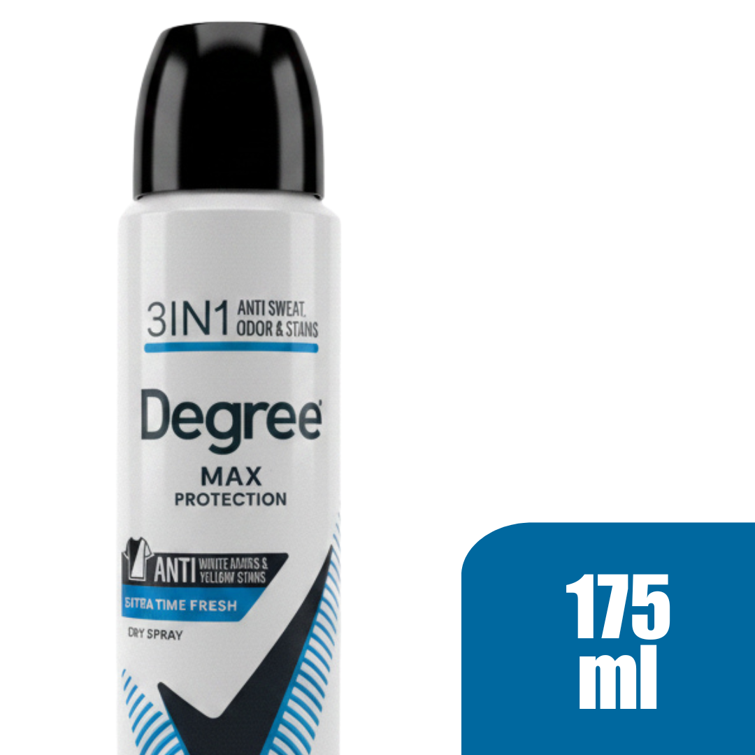 Degree Men MAX Protection 3-in-1 Antiperspirant Deodorant Dry Spray 4.8oz/175ml Anti Sweat Odor & Stains Anti White Marks Yellow Stain Control 4-Pack