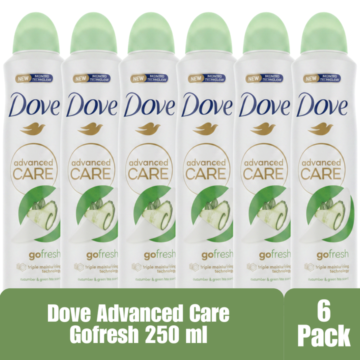 Dove Advanced Care Go Fresh Antiperspirant Spray Cucumber & Green Tea 250 mL 72H Protection 6-Pack