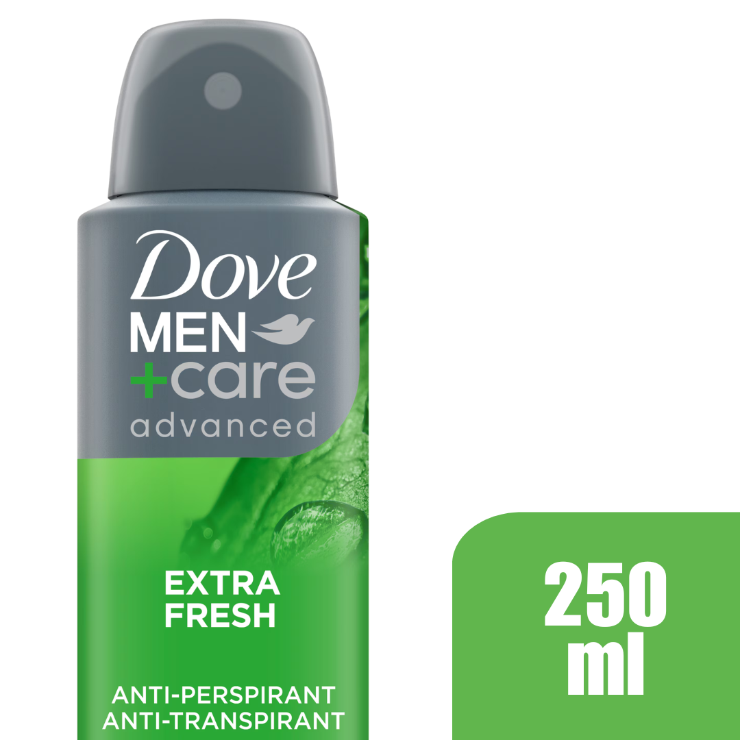 Dove Men+Care Advanced Extra Fresh Antiperspirant Spray 250 mL – Anti-Bacterial Odor Control, 72H Protection (6 Pack)