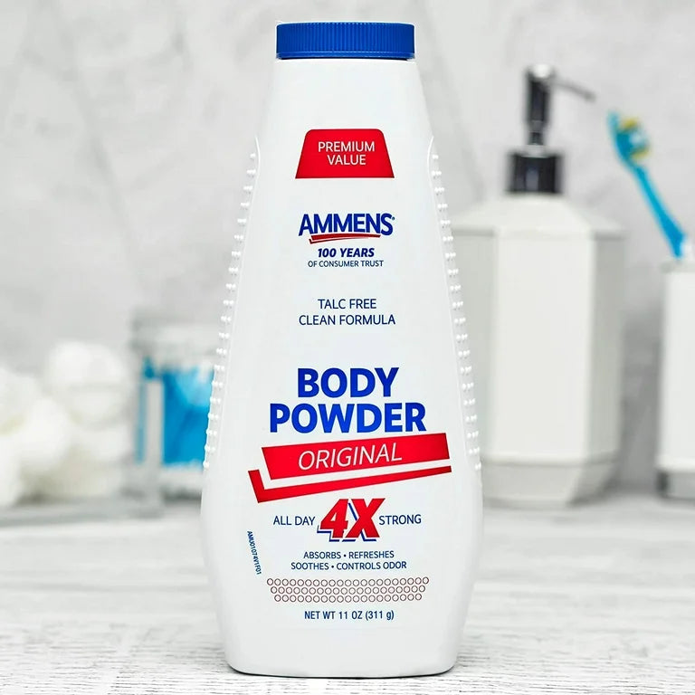 Ammens Body Powder Original Scent 11 oz – Talc Powder for Moisture & Odor Control (3 Pack)