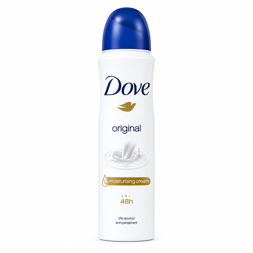 Dove Original 48H Antiperspirant Deodorant Spray, 1/4 Moisturising Cream, 250ml – 6-Pack
