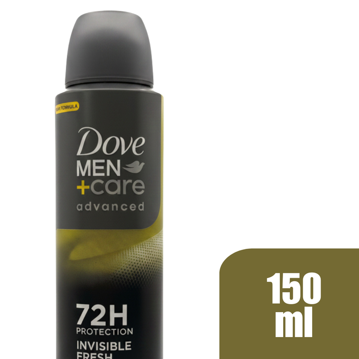 Dove Men+Care Advanced Invisible Fresh Antiperspirant Spray, 72H Odor & Sweat Protection, Anti-White Marks & Anti-Yellow Stains, 150ml (Pack of 6)