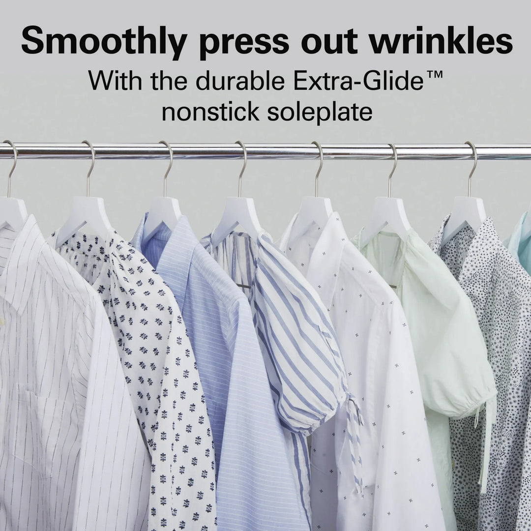 Hamilton Beach Steam Iron for Clothes – Extra-Glide Nonstick Soleplate (Black)