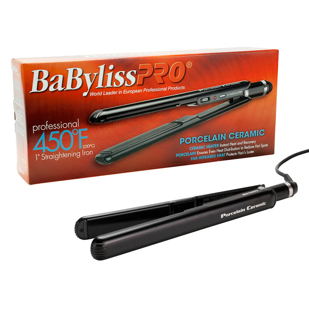 BaBylissPRO Professional 1" Porcelain Ceramic Hair Straightening Flat Iron 450°F BP9557