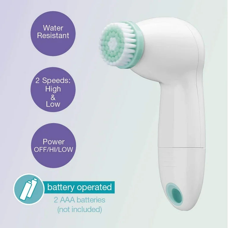 True Glow by Conair Facial Cleansing Brush | 2-Speed Rechargeable Silicone Facial Brush for Deep Cleansing & Exfoliation, Waterproof, Includes 2 Brush Heads