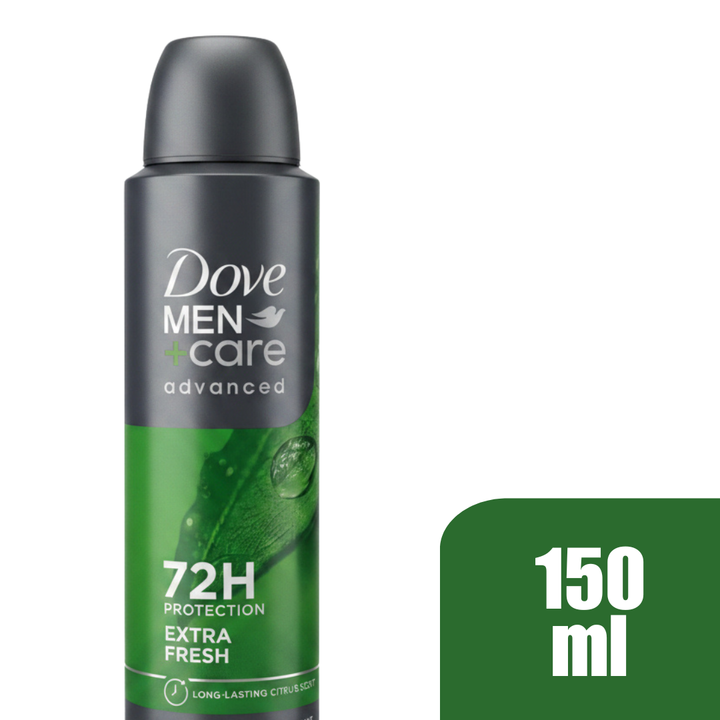 Dove Men+Care Advanced Extra Fresh Antiperspirant Spray, 72H Protection, Long-Lasting Citrus Scent, Antibacterial Odor Control, 150ml (Pack of 6)