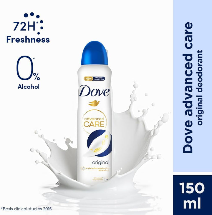 Dove Advanced Care Original Antiperspirant Spray 150 mL – 0% Alcohol (6 Pack)