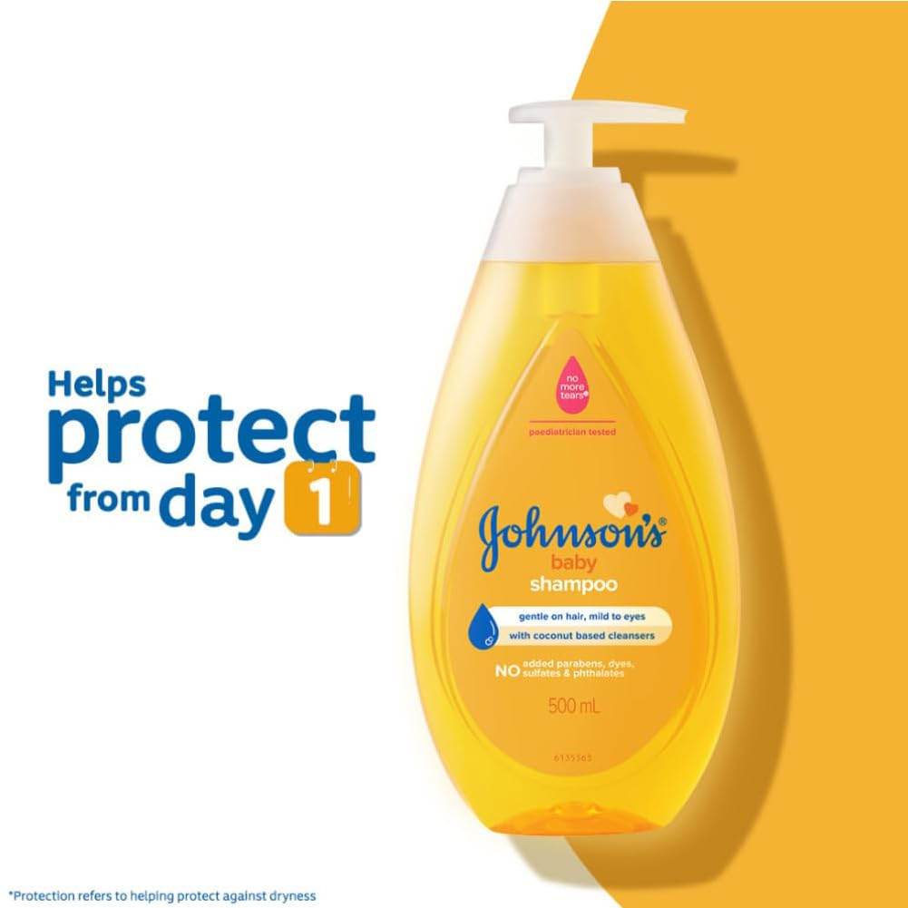 Johnson's Baby Shampoo for Sensitive Skin 94% Natural Origin 500mL (16.9 fl oz) 2-Pack