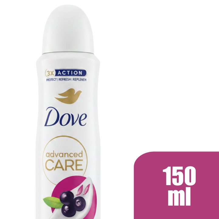 Dove Advanced Care Go Fresh Acai Berry & Waterlily Antiperspirant Spray, 72H Protection, Pro-Ceramide Technology, Alcohol-Free, 150ml (6-Pack)