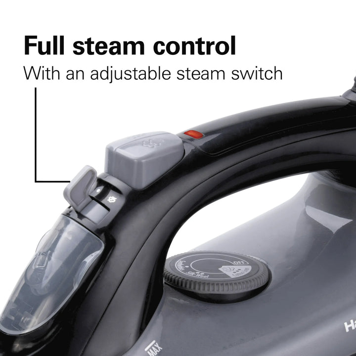Hamilton Beach Steam Iron for Clothes – Extra-Glide Nonstick Soleplate (Black)