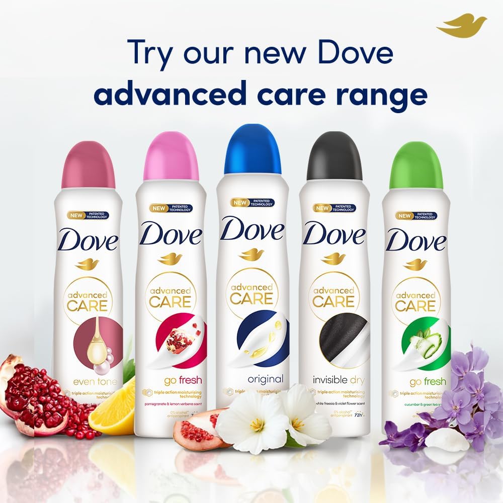 Dove Advanced Care Original Antiperspirant Spray 150 mL – 0% Alcohol (6 Pack)