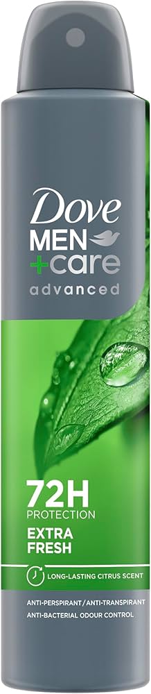Dove Men+Care Advanced Extra Fresh Antiperspirant Spray 250 mL – Anti-Bacterial Odor Control, 72H Protection (6 Pack)