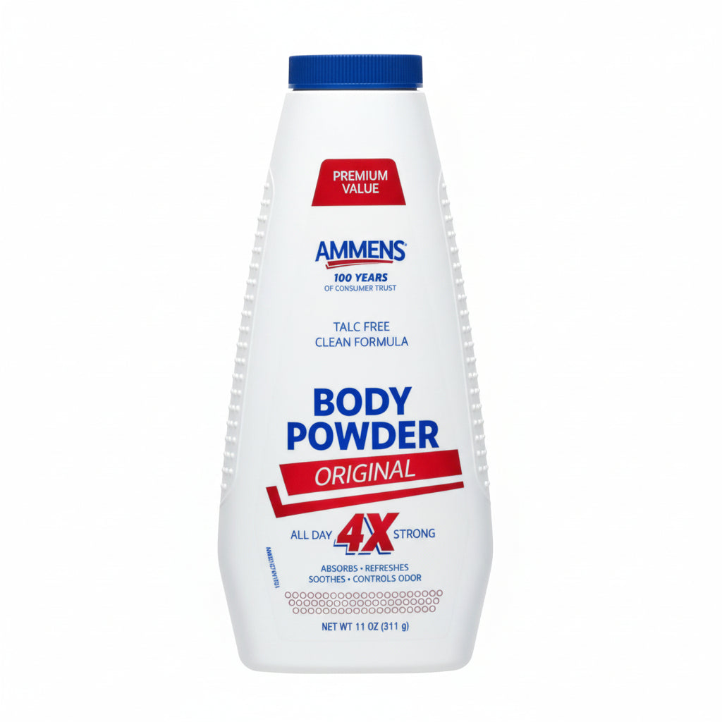 Ammens Body Powder Original Scent 11 oz – Talc Powder for Moisture & Odor Control (3 Pack)