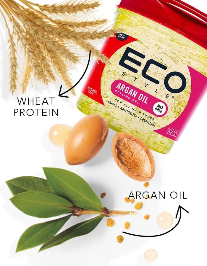 Eco Style Argan Oil Styling Gel Max Hold, Alcohol-Free, All Hair Types, 24 fl oz / 710 ml