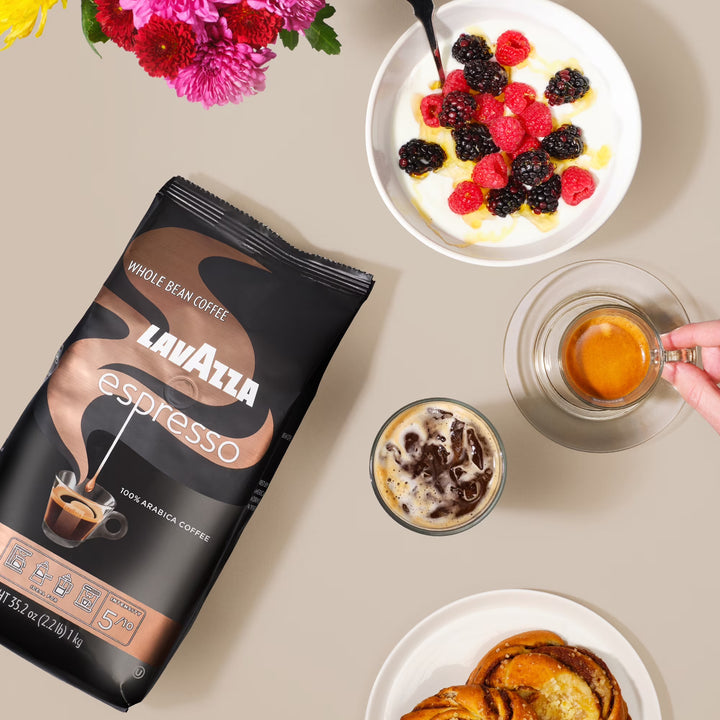Lavazza Espresso Whole Bean Coffee, Medium Roast, 100% Arabica, 4-Pack (8.8 lb Total)
