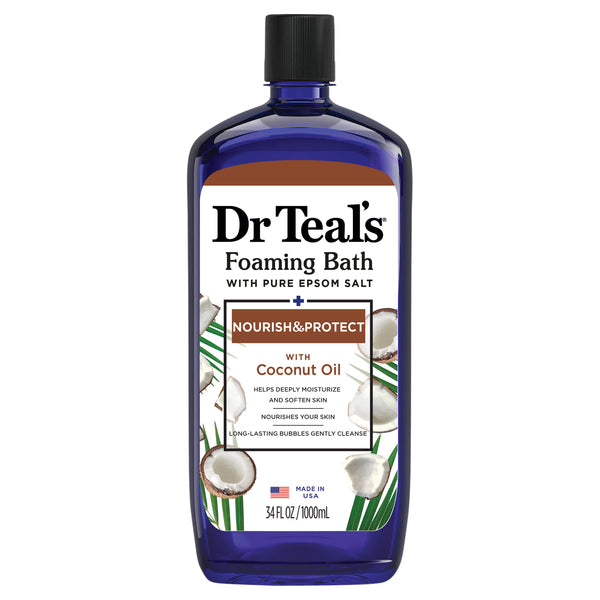 Dr Teal's Foaming Bath with Pure Epsom Salt, Nourish & Protect with Coconut Oil, 1000 mL
