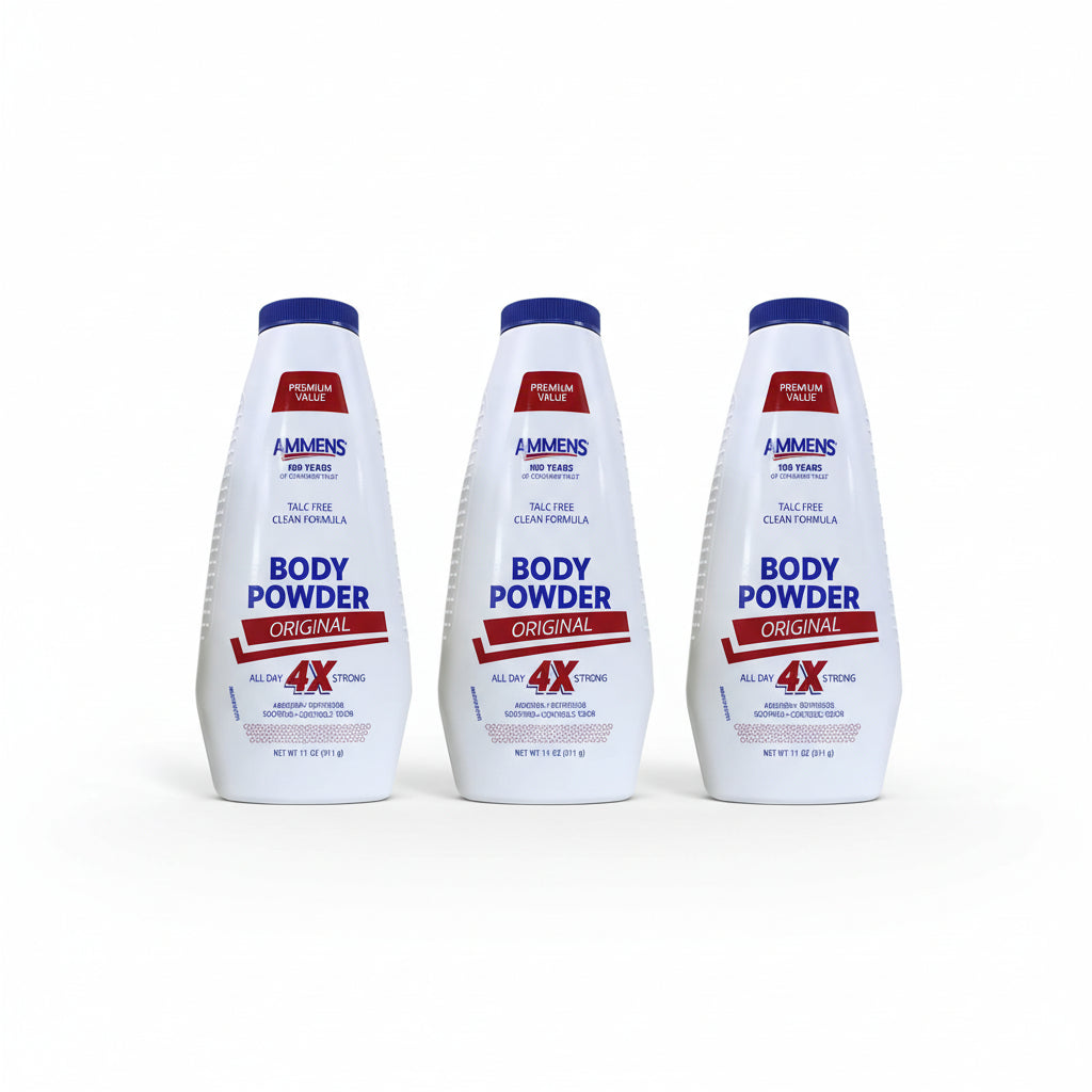 Ammens Body Powder Original Scent 11 oz – Talc Powder for Moisture & Odor Control (3 Pack)