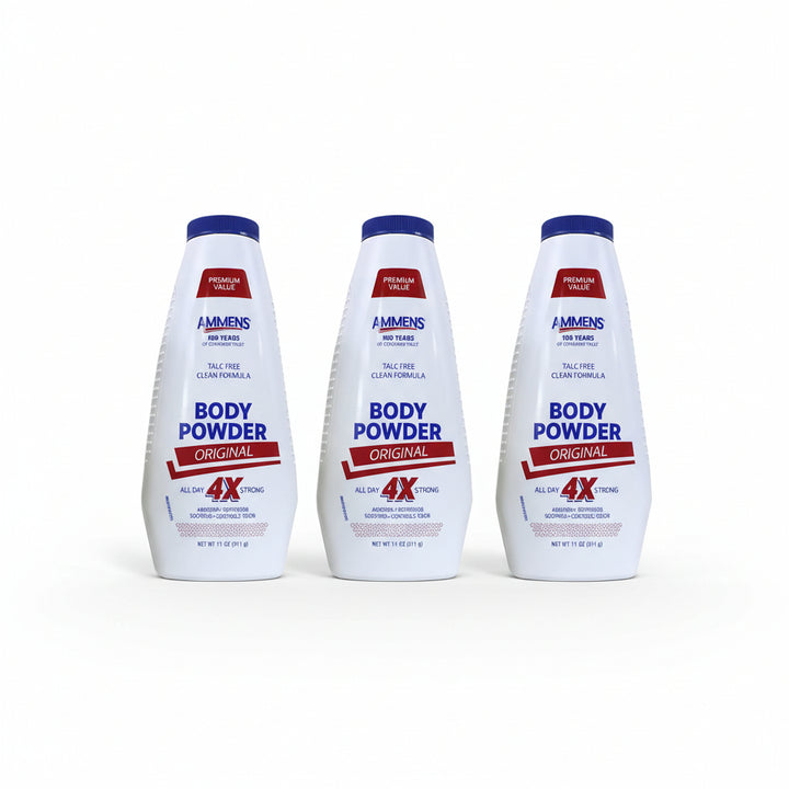 Ammens Body Powder Original Scent 11 oz – Talc Powder for Moisture & Odor Control (3 Pack)