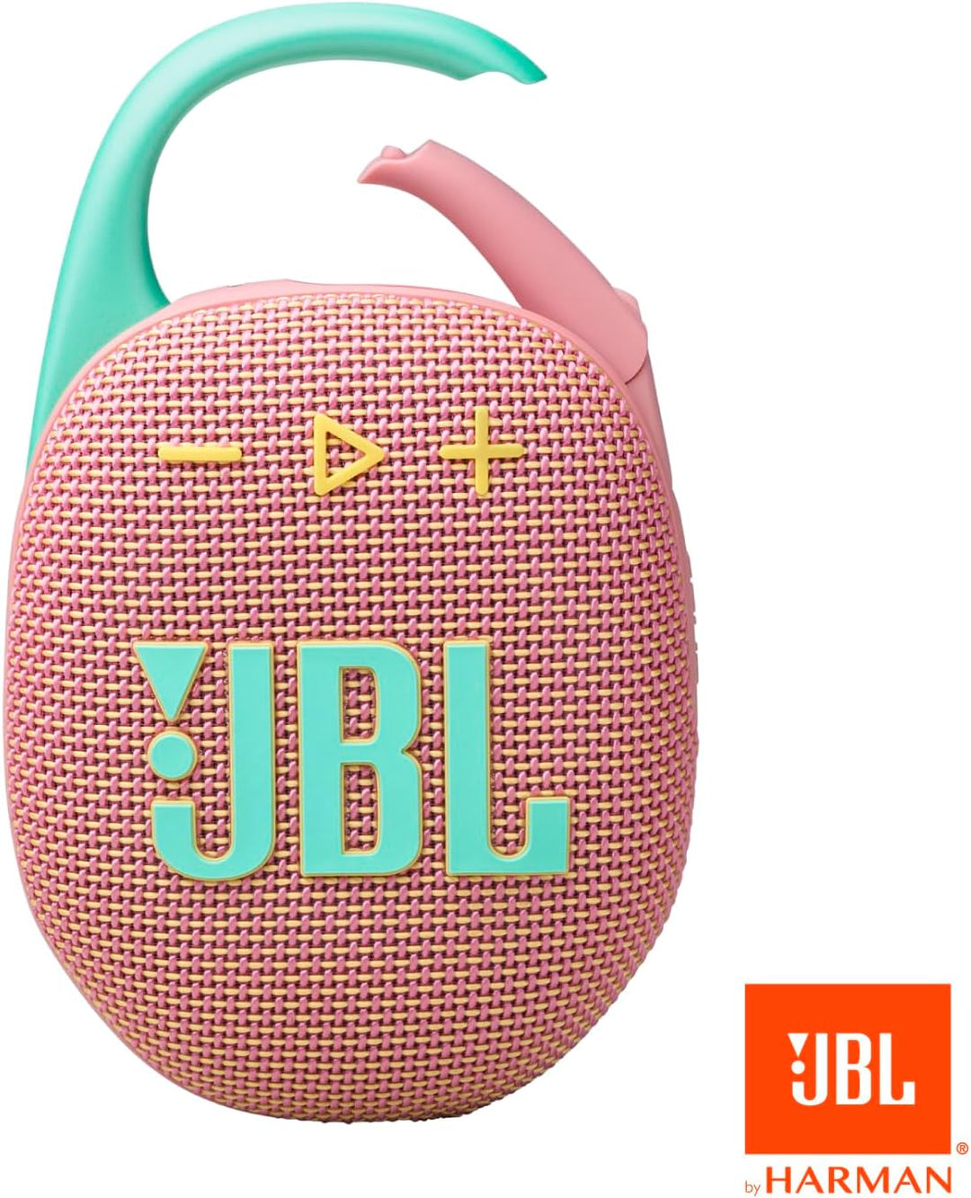 JBL Clip 5 Bluetooth Speaker (Pink) - Model: JBLCLIP5PINKAM | IP67 Waterproof, Built-in Carabiner, 12H Playtime, USB-C, PartyBoost, Made with Recycled Materials