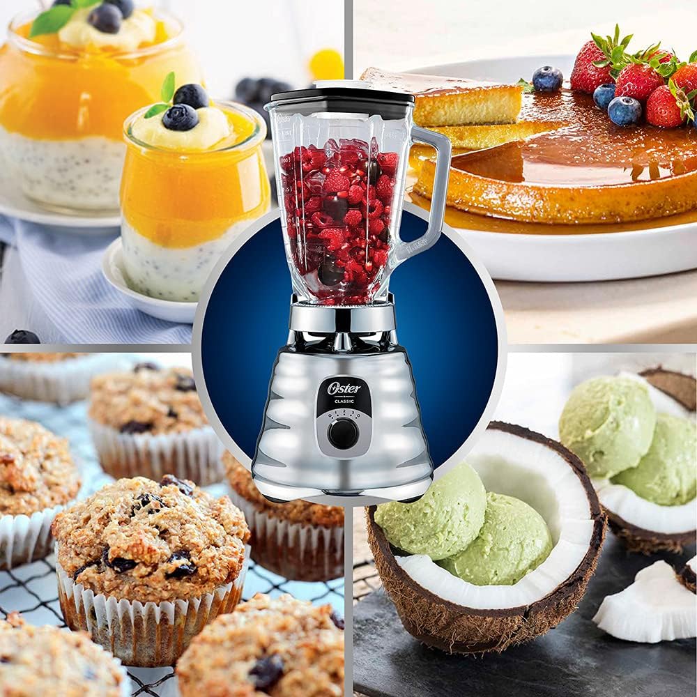 Oster Classic Series 3-Speed Blender | 5-Cup Glass Jar, 6x More Durable Motor, 10x Stronger Blade System