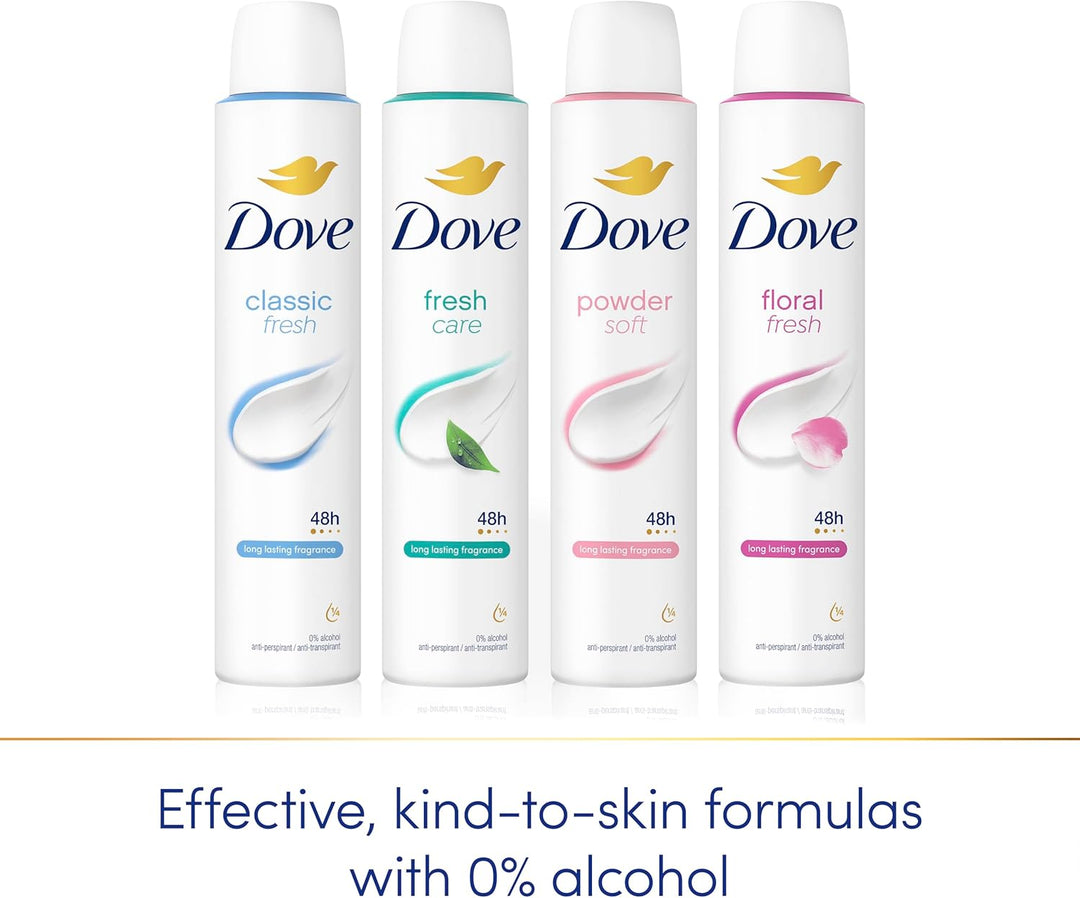 Dove Fresh Care 48h Antiperspirant Deodorant Spray for Women 150 mL (5.07 oz) – 6 Pack