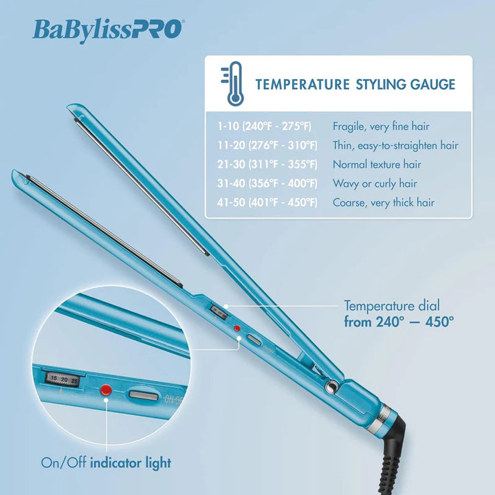 BaBylissPRO Nano Titanium Ultra-Thin Flat Iron Dynamic Duo: 1" & 1½" Plates for Sleek, Polished Hair Styling – Nano Titanium Technology, Ultra-Thin Design, Professional Quality