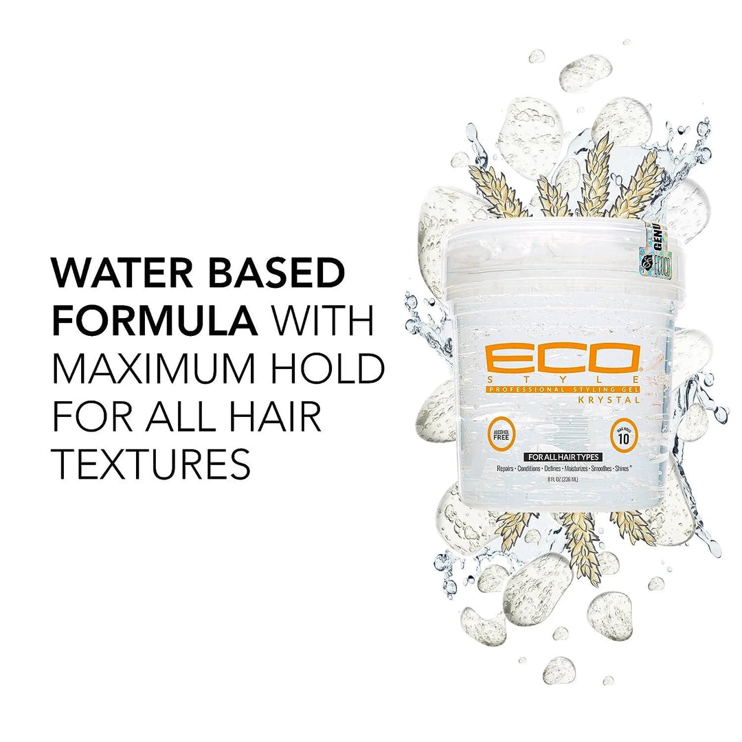 Eco Style Krystal Styling Gel Max Hold for All Hair Types Alcohol Free 80 oz (5 lb / 2268g)