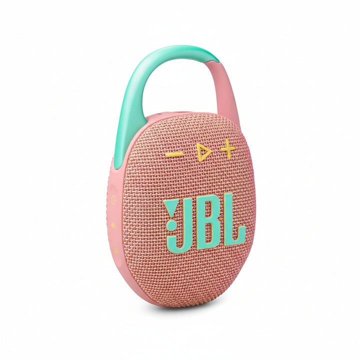 JBL Clip 5 Bluetooth Speaker (Pink) - Model: JBLCLIP5PINKAM | IP67 Waterproof, Built-in Carabiner, 12H Playtime, USB-C, PartyBoost, Made with Recycled Materials
