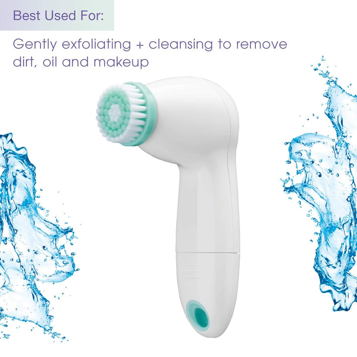 True Glow by Conair Facial Cleansing Brush | 2-Speed Rechargeable Silicone Facial Brush for Deep Cleansing & Exfoliation, Waterproof, Includes 2 Brush Heads