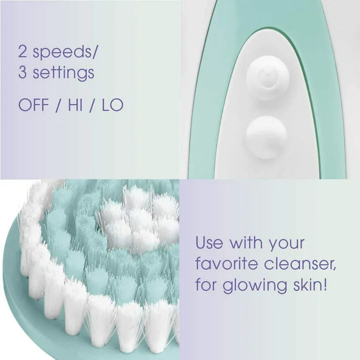 True Glow by Conair Facial Cleansing Brush | 2-Speed Rechargeable Silicone Facial Brush for Deep Cleansing & Exfoliation, Waterproof, Includes 2 Brush Heads