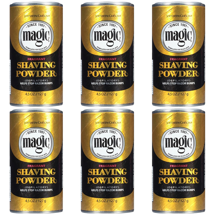 SoftSheen-Carson Magic Shave Gold Razorless Shaving Powder for Men, 4.5 oz (Pack of 6) | Hair Removal Cream, Helps Reduce Razor Bumps & Ingrown Hairs, Fragrant
