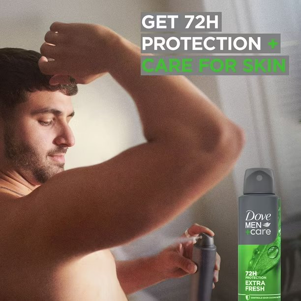 Dove Men+Care Advanced Extra Fresh Antiperspirant Spray 250 mL – Anti-Bacterial Odor Control, 72H Protection (6 Pack)