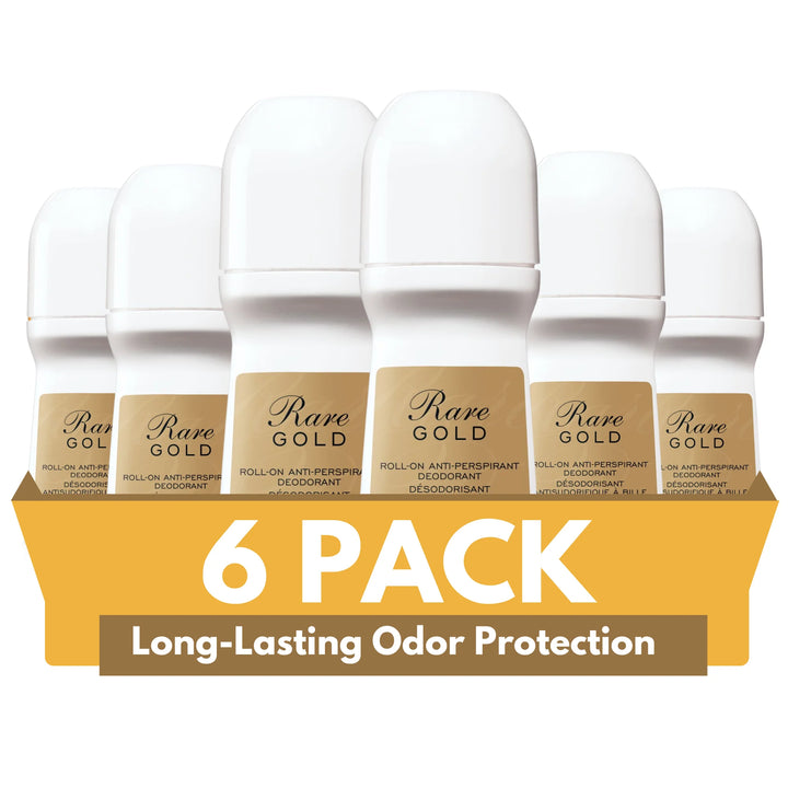 AVON Rare Gold Roll-On Deodorant – 2.6 oz (Pack of 6) | Long-Lasting Freshness & Elegant Fragrance for 48-Hour Odor Protection