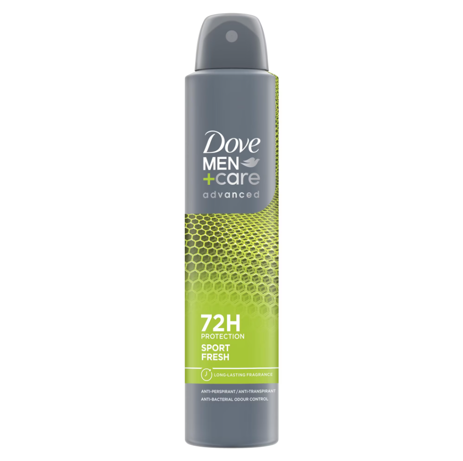 Dove Men+Care Advanced Sport Fresh Antiperspirant Spray, 72H Protection, Antibacterial Odor Control, 250ml (6-Pack)