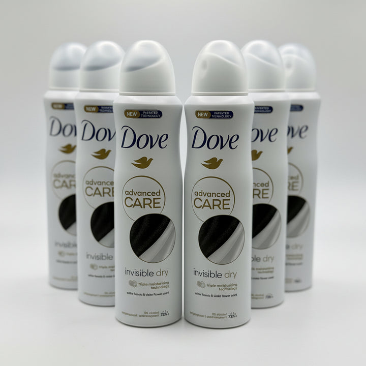 Dove Advanced Care Invisible Dry Antiperspirant Spray 150 mL – White Freesia & Violet (6 Pack)